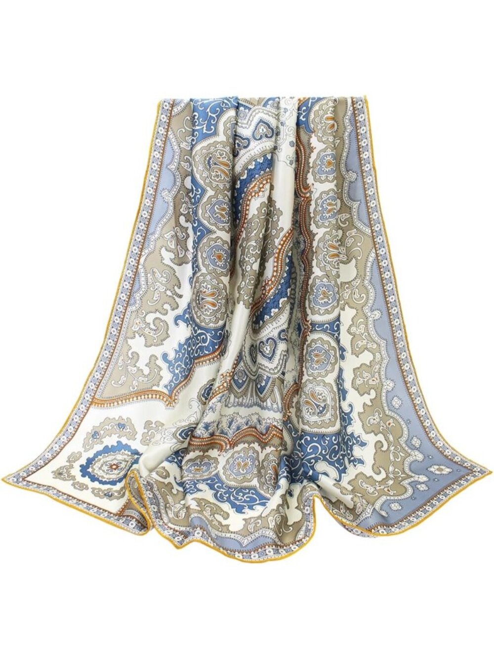 Luxurious 100% Silk Scarf - 43" Large Square Shawl & Hair Wrap - Perfect Gift